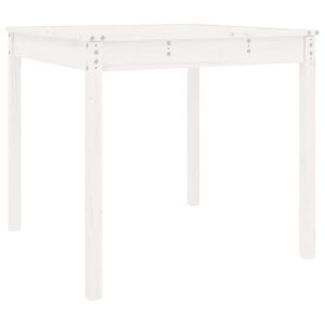 vidaXL Градинска маса, бяла, 82,5x82,5x76 см, борово дърво масив