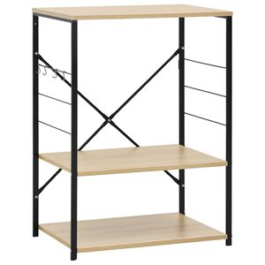 vidaXL Шкаф за микровълнова черно и дъб 60x39,6x79,5см инженерно дърво
