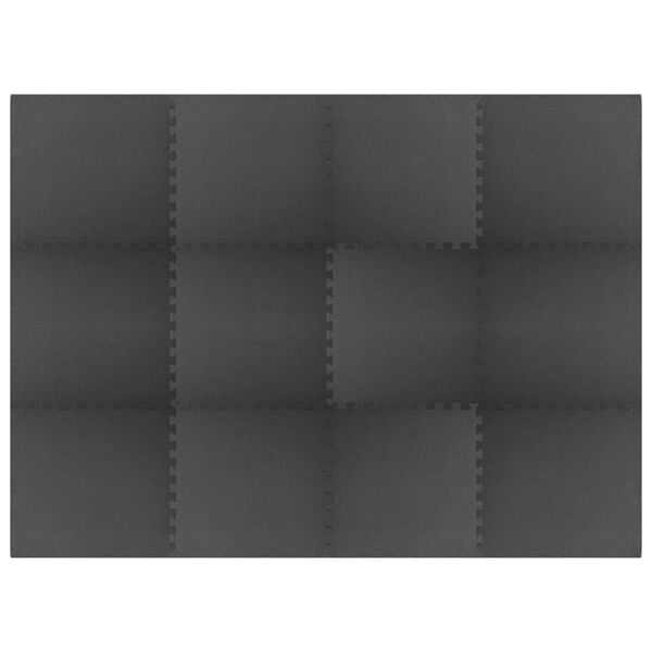 vidaXL Пъзел за Упражнения 12 pcs Черно 4,32 ㎡ EVA Пяна