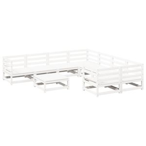 vidaXL Градински комплект диван от 9 части, бял, масивно дърво бор