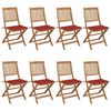 vidaXL Сгъваеми градински столове, 8 бр, с възглавници, акация масив