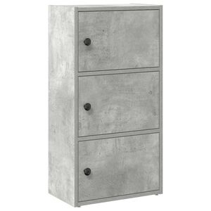 vidaXL Библиотека, бетонно сива, 40x24x77 см, инженерно дърво