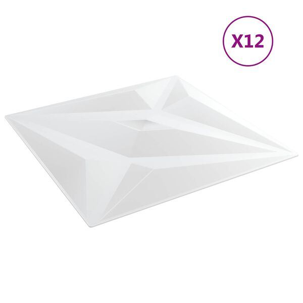 vidaXL Стенни панели Звезда 12 pcs Бял Звезда 50 x 50 cm XPS Пяна