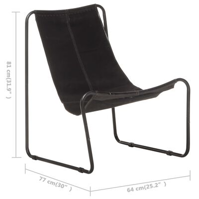 vidaXL Релаксиращ стол, черен, естествена кожа