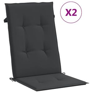 vidaXL Възглавници за столове с облегалки 2 бр черни 120x50x3 см плат