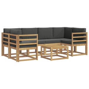 vidaXL Комплект дивани за открито с възглавница 7 pcs Бяло и антрацит