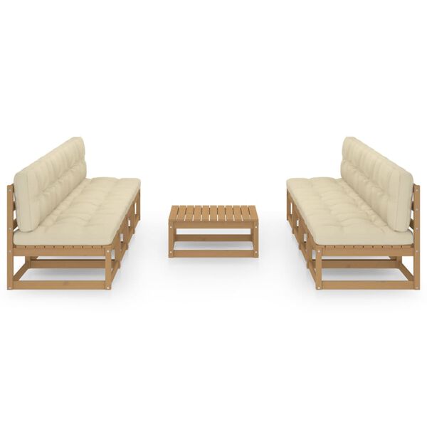 vidaXL Градински лаундж комплект, 9 части, с възглавници, бор масив