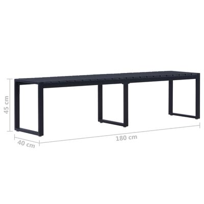 vidaXL Градинска пейка, 180 см, PS дъска, черна