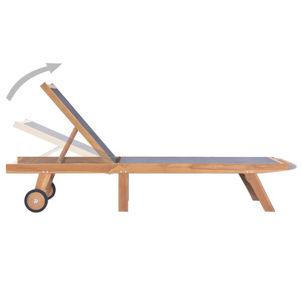 vidaXL Сгъваеми шезлонги с колелца 2 бр тиково дърво масив и Textilene