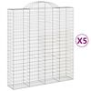 vidaXL Габионни кошници арка 5 бр 200x50x220/240 см поцинковано желязо