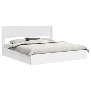 vidaXL Рамка за легло с място за съхранение и табла Бяло 180 x 200 cm