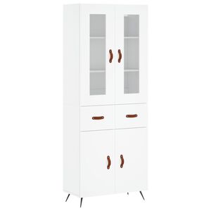 vidaXL Висок шкаф, бял, 69,5x34x180 см, инженерно дърво