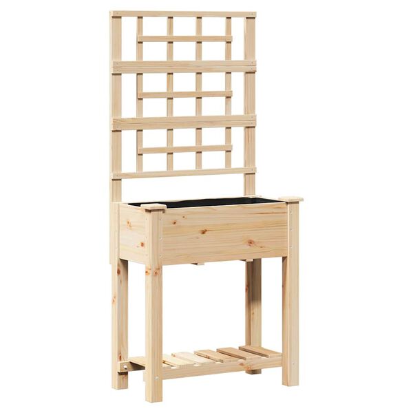 vidaXL Градинска саксия Бежово 71 x 38 x 152 см Солидно ела дърво
