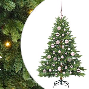 vidaXL С изкуствено коледно дърво с поставка Зелен 120 cm PE и PVC