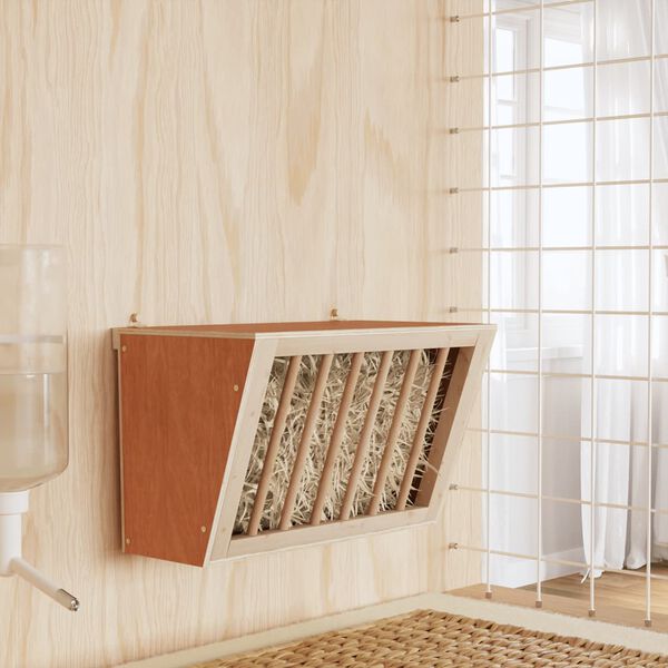 vidaXL Хранилка за сено за зайци 37x18,5x23 см масивна ела