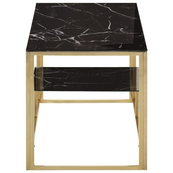 vidaXL Кафе маса, златиста, неръждаема стомана и закалено стъкло