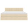 vidaXL Легло с място за съхранение и LED Кремав 180 x 200 cm текстил