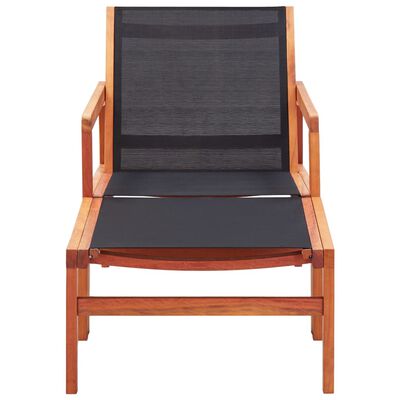 vidaXL Градински стол с подложка за крака, евкалипт масив и textilene