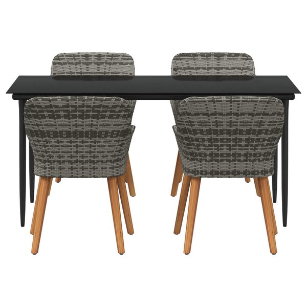 vidaXL Комплект за хранене в градината 5 pcs Сив полиратан