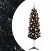 vidaXL Изкуствена тясна коледна елха с топка 150 см 150 LED светодиода