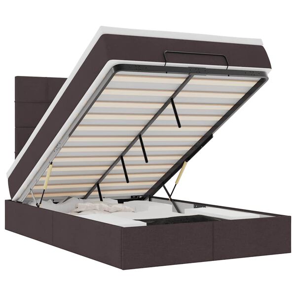 vidaXL Османска легло с матрак, тъмнокафяво, 120x190 см, плат