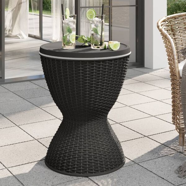 vidaXL 3-в-1 охладител за напитки и маса, черен, полипропилен