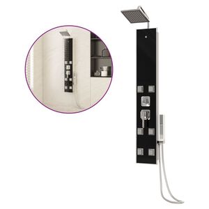 vidaXL Душ панел, стъклен, 18x45,5x130 см, черен