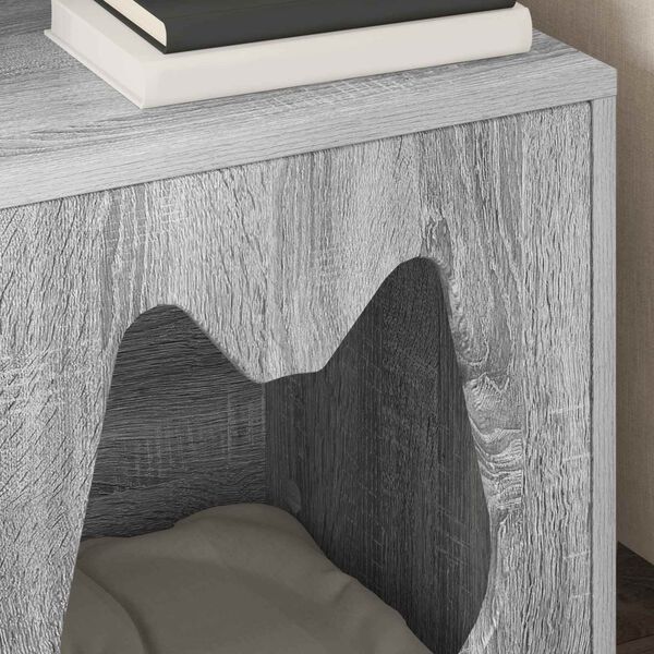 vidaXL Къща за котки Сив Сонома 42,5 x 40 x 53,5 см Инженерно дърво