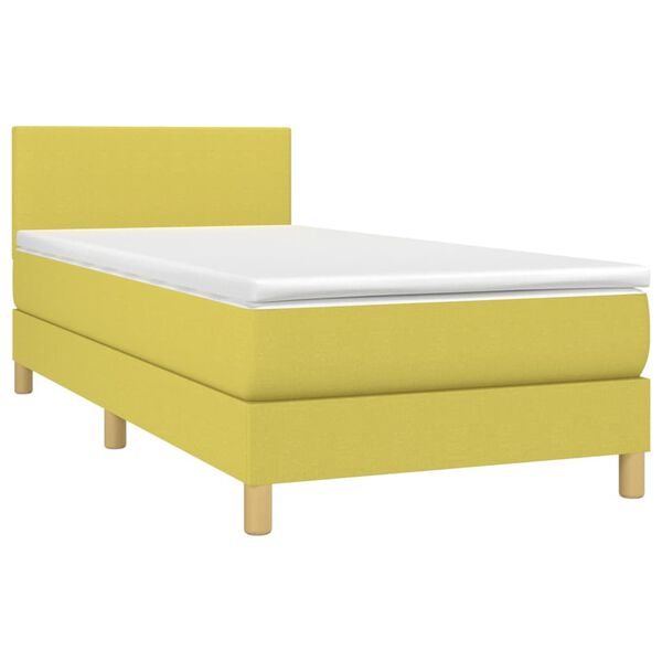 vidaXL Боксспринг легло с матрак и LED, зелено, 100x200 см, плат