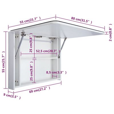 vidaXL LED шкаф с огледало за баня, 80x9,5x55 см