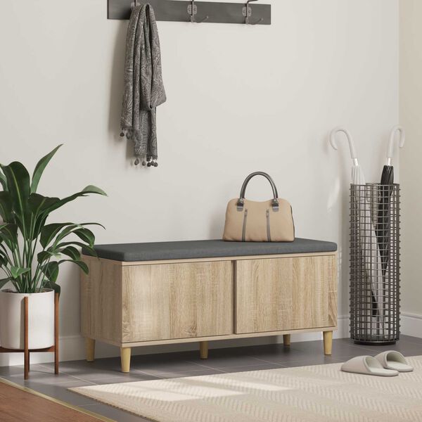vidaXL Пейка за коридор с възглавница Сонома дъб 60 x 38 x 46 см
