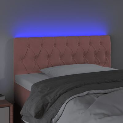 vidaXL LED Горна табла за легло, розова, 100x7x78/88 см, кадифе