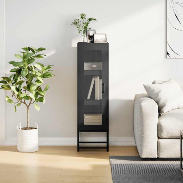 vidaXL Висока дъска черна 36x39x123 cm Студено валцувана стомана