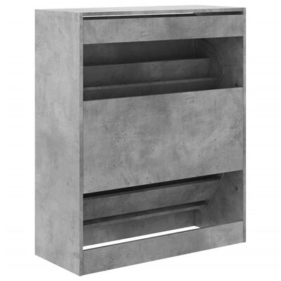 vidaXL Шкаф за обувки, бетонно сив, 80x34x96,5 см, инженерно дърво