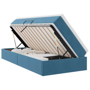 vidaXL Легло с място за съхранение и матрак Тъмен син 90 x 190 cm