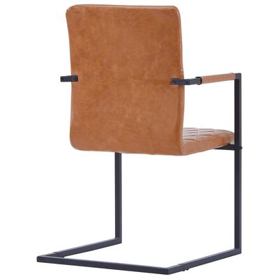 vidaXL Конзолни трапезни столове, 2 бр, коняк, изкуствена кожа