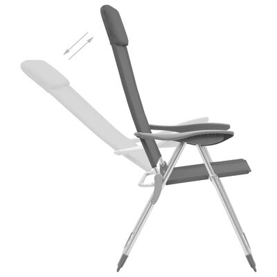 vidaXL Сгъваеми къмпинг столове, 4 бр, сиви, алуминий