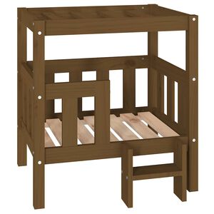 vidaXL Кучешко легло, меденокафяво, 65,5x50,5x70 см, бор масив