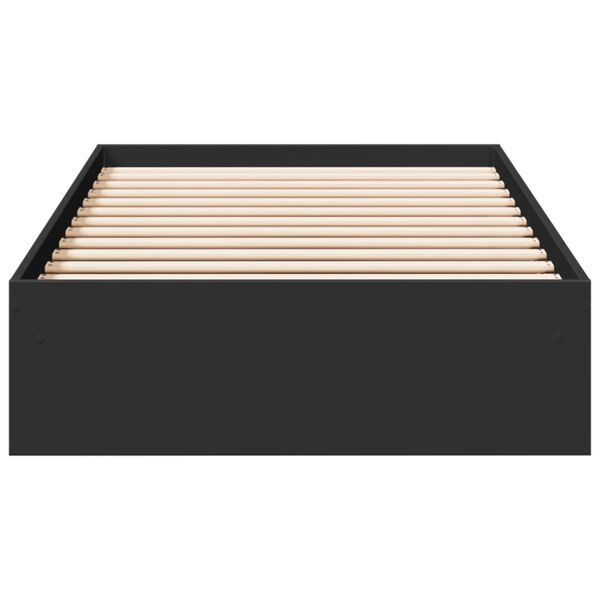vidaXL Рамка за легло с чекмеджета, черна, 90x200 см, инженерно дърво