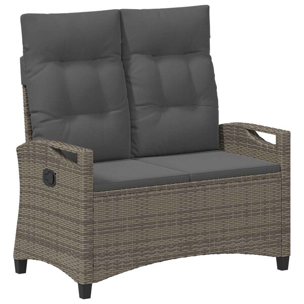 vidaXL Градинска пейка с възглавница Сив и тъмен сив 105 x 60 x 112 см