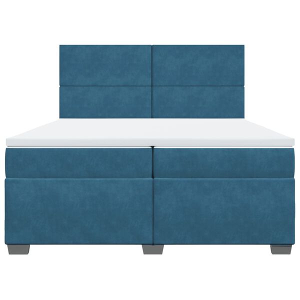 vidaXL Боксспринг легло с матрак, синьо, 200x200 см, кадифе