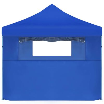vidaXL Сгъваема шатра с 5 странични стени, 3x9 м, синя