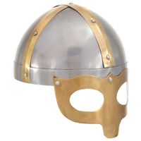 vidaXL Викингски шлем, антична реплика, ЛАРП, сребрист, стомана