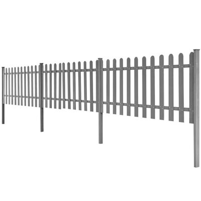 vidaXL Дъсчена ограда с колчета, 3 бр, WPC, 600x60 см