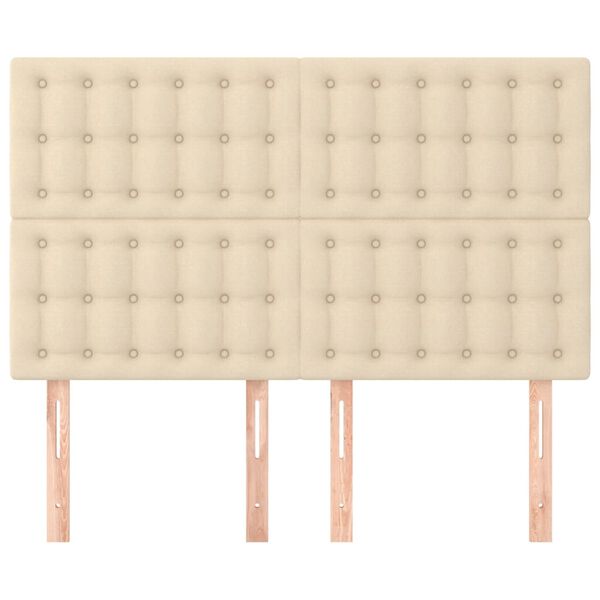 vidaXL Табла за легло, кремава, 144x5x118/128 см, плат