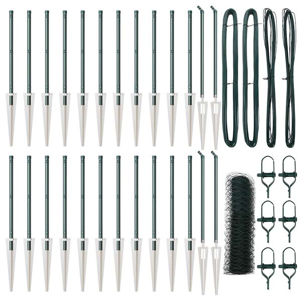 vidaXL Стълб за ограда. Зелен 50 x 0,8 м (50 мм мрежа) Стомана и PVC