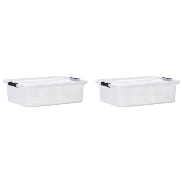 vidaXL Кутии за съхранение с капаци, 2 бр, прозрачни, 21 л