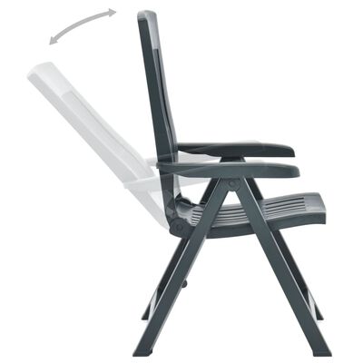 vidaXL Градински регулируеми столове, 2 бр, пластмаса, зелени