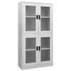 vidaXL Офис шкаф, светлосив, 90x40x180 см, стомана и закалено стъкло