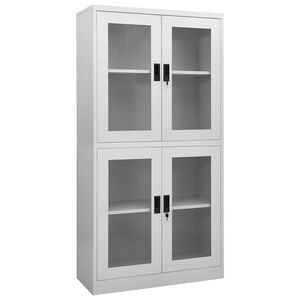 vidaXL Офис шкаф, светлосив, 90x40x180 см, стомана и закалено стъкло